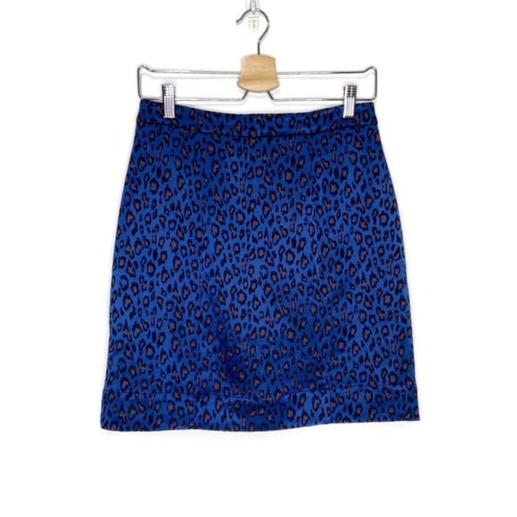 Banana Republic Cobalt Blue Leopard Print Button Front Skirt - Picture 5 of 11